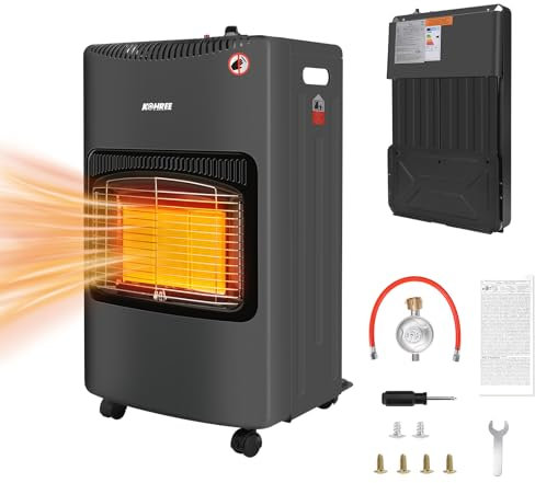 Kohree 4200 Watt Keramik Gasheizer, Gasheizung Dreifacher Sicherheitsschutz, Gasheizofen, Heizstrahler Gasheizgerät, inkl. Gasdruckregler Gasschlauch Schutzhülle Butan- oder Propangasflaschen bis 15kg