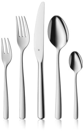 WMF Boston Besteckset 60-teilig für 12 Personen – Cromargan Edelstahl 18/10, poliert und rostfrei, spülmaschinenfest, Monobloc-Messer mit langlebiger Schärfe, elegantes Essbesteck für Alltag und Gäste