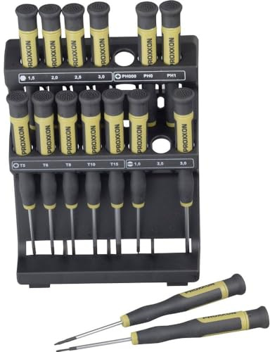 Proxxon 28148 Micro Driver Schraubendreher für Elektroniker, Kamerabauer, Uhrmacher 15 teilig mit Halter