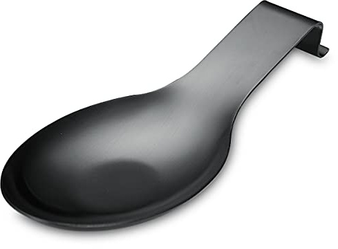 Mattschwarze Löffelablage, Edelstahl Löffelhalter für Herdplatte, Küchenutensilien Halter für Schöpfkellen, Zangen, Spatel, Herd Löffelhalter, Topfdeckelhalter, Spülmaschinenfest (1PC-9,5 Zoll)
