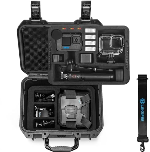 Lekufee Wasserdichter Hartschalenkoffer für Gopro Hero 13/12/11/10/9, LIT Hero, Hero 4K, Action Bundle/Creator Edition und Zubehör (Nur Transportkoffer)