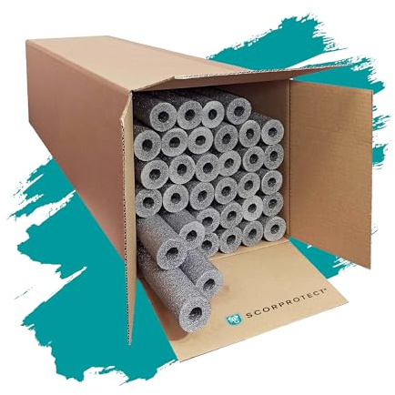 Scorprotect® voller Karton PE Rohrisolierung grau, angeschlitzt 34 Meter (Grau, 15 x 13 mm x 1 Meter)