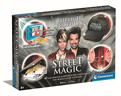 Clementoni Ehrlich Brothers Street Magic Zauberkasten | für Kinder ab 8 Jahren, Magisches Equipment für 40 verblüffende Zaubertricks inkl. 3D Erklärvideos - ideal als Geschenk 59299