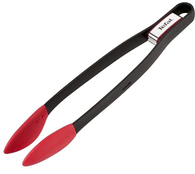 Tefal Ingenio Lebensmittelzange, Premium Küchenzange, leicht zu reinigen, spülmaschinengeeignet, hitzebeständig bis 230 Grad Celsius, Kunststoff, Edelstahl, schwarz, rot, K20607
