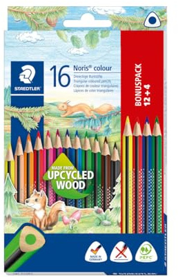 STAEDTLER Buntstifte Kinder Set Noris Colour – Bruchsicherer Buntstift mit ergonomischer Dreikantform – Farbstifte mit rutschfester Soft-Oberfläche – 16er Pack mit brillanten Farben