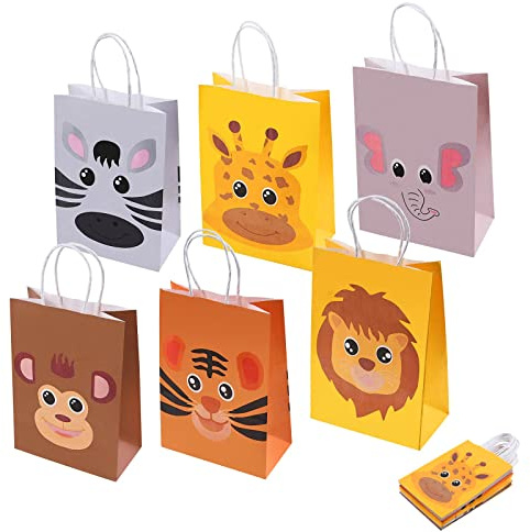 Flintronic Geschenktüten, 18 Stück Tierische Papiertüten Partytüten, Papiertüten Taschen für Kinder Party, Feiern, Baby Geburtstag,Halloween, Weihnachten,Christmas