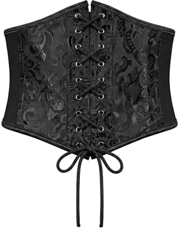 XZQTIVE Damen Schnürkorsett Gebunden Gürtel Elastisch Breites Band Waspie Korsett Taille Gürtel Bustiers Korsetts Hüftgurt für Halloween Partys, Schwarz, 83cm