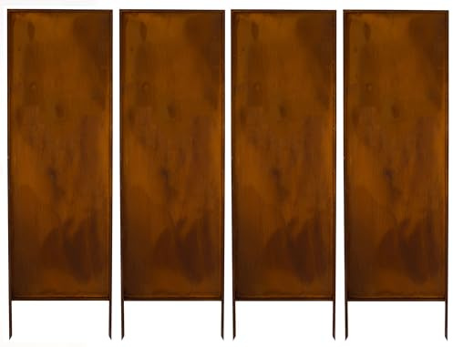 Kapaga - Sichtschutz Metall 4x -160x50 cm - Edelrost - Rostoptik, Patina | für Garten und Terrasse - Corten, Sichtschutzelement - Sichtschutzwand - Gartendekoration Zaun - Rost (Strauch) (Rein)