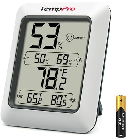 TempPro digitales Thermo-Hygrometer Innen Thermometer Raumthermometer mit Aufzeichnung Innen- Außenthermometer mit Raumklima-Indikator für Raumklimakontrolle Klima Monitor