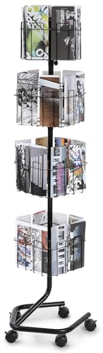 VEVOR Prospektständer Bodenprospektständer 32 Fächer, Netz-Literaturstände Zeitungskatalogständer, Broschürenständer mit 5 Rollen (2 feststellbar) für Geschäfte Ausstellungen Büros 41 x 38 x 155 cm