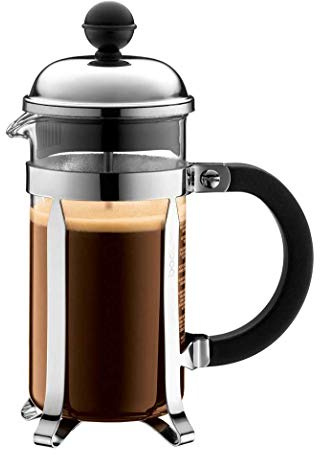 Bodum French Press Chambord - 350ml / 3 Tassen Silber Kaffeebereiter - Hitzebeständiges Glas & Edelstahlfilter - BPA-frei Spülmaschinenfest Cafetière - Made in Portugal