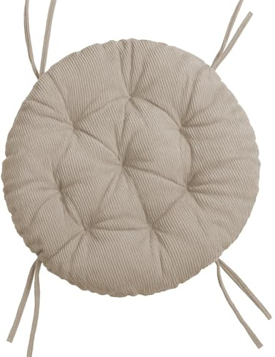 chilly pilley® Polster für Papasansessel - Rundkissen - Auflage Polster für Papasansessel -Sesselkissen Sitzkissen Gesteppt mit Schlaufen (Creme Cord, 120cm)