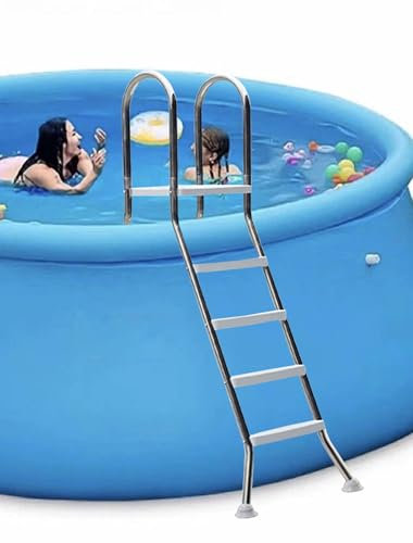 Poolleiter FüR Becken Plattform Oberirdische Poolleiter 85/110/135/160 cm, Edelstahlrahmen, Schwimmen mit robusten doppelseitigen Kunststoffstufen, für Pool, Tragkraft 250 kg, 53 Zoll