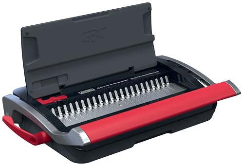 GBC CombBind CB15 Manuelles Bindegerät - Bindet 165 A5/A4 Blätter, kompaktes und leichtes Design, stanzt 15 Blätter, Schwarz/Silber, 4410061