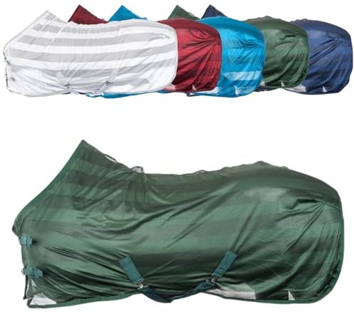 RL24 - Fliegendecke für Pferde Basicline | effektiver Schutz vor Insekten | Ekzemerdecke mit Verstellbarer Kreuzbegurtung | atmungsaktiv & strapazierfähig | Pferdedecke in Grün | 135cm