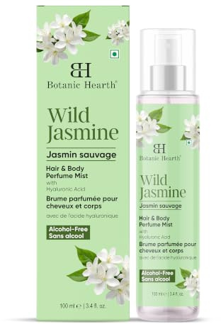 Botanic Hearth Wild Jasmine Hair & Body Perfume Mist -Mit Hyaluronsäure, alkoholfrei, langanhaltender & feuchtigkeitsspendender Duft für Körper & Haar -100 ml