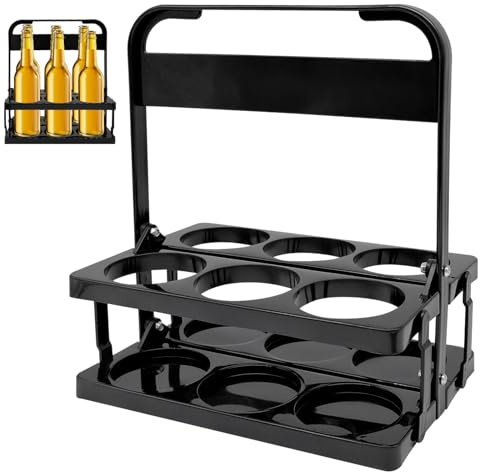 Mudoulu Premium Flaschenträger 6 Flaschen, Faltbarer Getränketräger aus Kunststoff mit Griff, Tragbarer Bierträger für Picknick, Party, Festival und Getränketransport, Nur für Flaschen bis zu 7,7 cm
