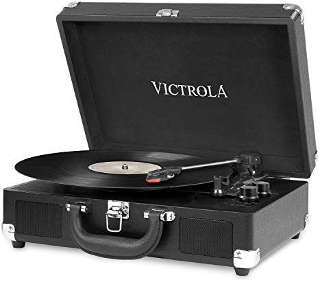 Victrola Suitcase 3-Gang Bluetooth Plattenspieler Kofferplattenspieler - Schwarz
