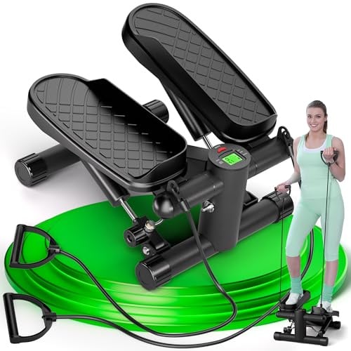 Ultrasport Stepper für Zuhause I Mini Stepper Fitness, 2 in 1 Up-Down Swing Stepper mit Power Ropes und LCD Display I Fitness Stepper für Zuhause, Ministepper
