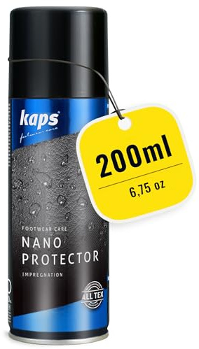 Kaps Nano Protector Imprägnierspray Schuhe – Nässe- & Schmutzschutz | PFAS-frei, für Wildleder, Nubuk, Glattleder, Textil & TEX-Membranen, mit Abperleffekt, farblos, atmungsaktiv, für Boots