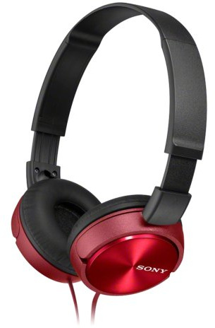 Sony MDR-ZX310 Kopfhörer, faltbar, Metallic-Rot, Ohne Mikrofon, uni