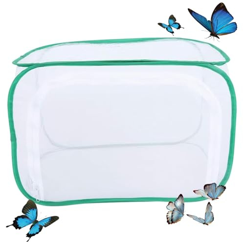 VIFERR Schmetterling Habitat Käfig, Insektenzuchtkäfig Tragbare Schmetterlingshäuser Faltbarer Netzkäfig Terrarium Schutz Käfig