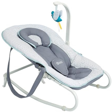 Babymoov Babywippe Graphik blue, 5-fach verstellbare Rückenlehne, abnehmbarer Spielbogen