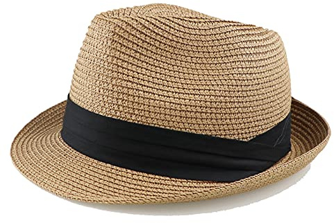HilyBony Jungen Mädchen Sommer Faltbarer Strohhut (as3, Age, 2_Years, 5_Years, Standard, Khaki)