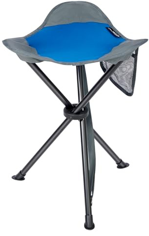 Portal Klapphocker Faltbar mit Seitentasche Dreibeinhocker Ultraleicht Tragbarer Angelstuhl 53.3cm Hoch 102KG Belastbar Campinghocker mit Seitentasche für Angeln Camping Wandern Blau