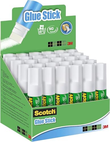 Scotch Permanenter Klebestift, 30 Stifte pro Display, 8 g pro Stift | Starker, Dauerhafter Halt für Kunst-, Bastel-, Büro- und Schulprojekte; Ungiftig und Wasserbasiert