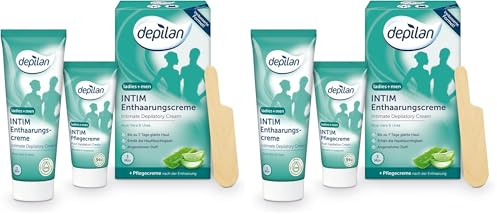 Intim Enthaarungscreme Männer Frauen depilan · extra sanfte Haarentfernung Intimbereich · 75ml+30ml Pflegecreme (Packung mit 2)