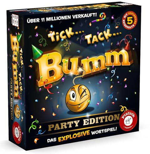 Piatnik 6483 Tick Tack Bumm Party-Edition des Spieleklassikers | ab 12 Jahren geeignet | Das Explosive Wortspiel | Denken, Schlagfertigkeit und Vorstellungsvermögen sind gefordert, Mehrfarbig