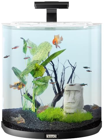 Tetra Explorer Line 60 L Aquarium Komplett-Set - Design Aquarium mit gebogener Frontscheibe, LED-Beleuchtung, Technik, Futter und Pflegemitteln, Farbe: Schwarz