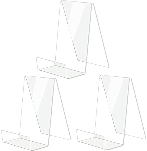 Aieraczy Buchständer, 3 Stück Buchaufsteller, Buchhalter, Durchsichtige Acryl Bücherständer, Buch ständer, Buchstütze Prospektständer für Büchern Fotos Bilderalben Bilderbücher