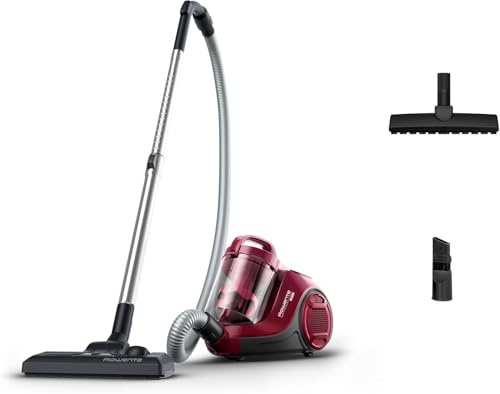Rowenta RO2933EA, Swift Power Cyclonic Staubsauger, beutellos, Zyklon-Technologie, kompaktes Design, leicht, Hochleistungsfilter, Parkettbürste, Schwarz/Dunkelrot, 750 W, 1.2 liters, 77 Dezibel