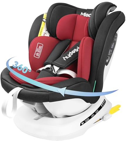 Miophy I-Size 360°drehbar Kindersitz, Gruppe 0+1/2/3, 0-12 Jahre, 40-150 cm, Baby Autositz mit isofix