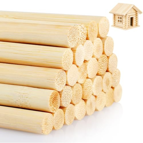 30 Stück Holzstäbe zum Basteln, Holzstäbchen Rund Ø 10mm x 30 cm | Holzstab Rundholz Bastelstäbe für DIY Handwerk Modellbau Deko