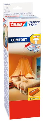 tesa Insect Stop Moskito Bettnetz Premium - Insektenschutz für Doppelbetten - Im praktischen Beutel ideal für Reisen - 125 cm x 250 cm - Weiß (Leichter Sichtschutz)