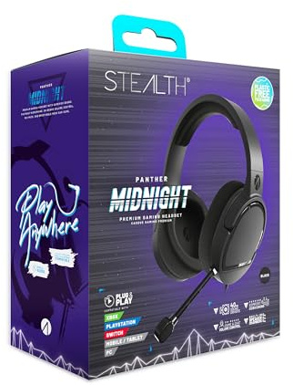 STEALTH Panther Gaming Headset Over Ear Gaming Headset PS4/PS5, XBOX, Switch, PC mit flexiblem Mikrofon, 3,5mm Klinke, 1,5m Kabel, leicht, komfortabel und langlebig