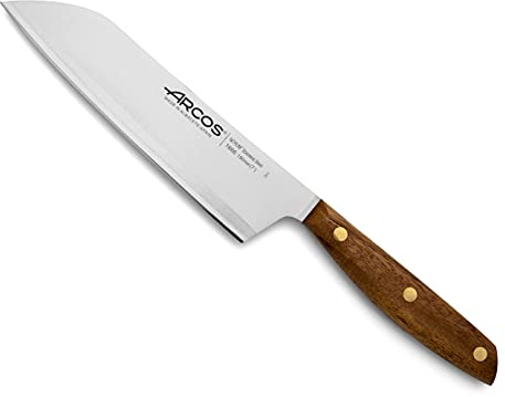 Arcos Serie Nordika - Santoku Messer - Edelstahl Nitrum - Klinge 190 mm - Ovengkol Holzgriff 100% natürlicher FSC - 100% recycelte Verpackung - Farbe Braun