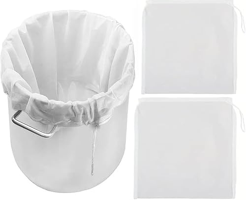 Firavggu 3 Stk Filterbeutel Siebbeutel 200 Micro 45*60cm Pressbeutel Brew Bag Nylon Hopfenfilter Bier Weiss Presssack Filtertuch Auspresstuch Passiertuch Nussmilchbeutel für Obstpresse Wein Marmelade