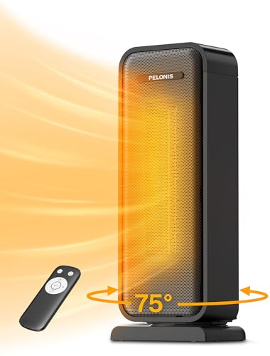 PELONIS Elektrische Heizung, 2000 W energieeffiziente, raumsparende Raumheizung, tragbare Keramik Heizlüfter, 2 Einstellungen Thermostat, 12-Stunden-Timer, Kipp- und Überhitzungsschutz, Turmheizung