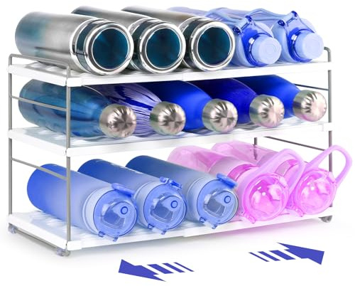 Huquter Flaschenregal Kühlschrank Organizer, Erweiterbar Flaschenhalter Kühlschrank, Verstellbarer Schrank Organizer Küche, Flaschen Organizer für Küchen Arbeitsplatte Schrank Büro