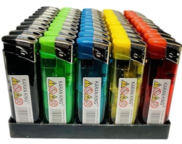 King Karan® Elektronisches Feuerzeug, 5 Farben, kindersicher, 50 Stück