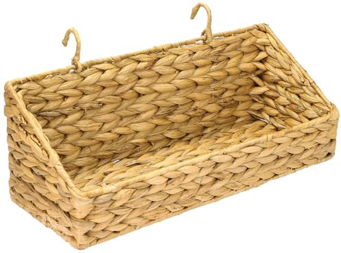 HMF Hängekorb geflochten aus Wasserhyazinthe, Aufbewahrungskorb zum Aufhängen, 40 x 15 x 15 cm, Naturfarben