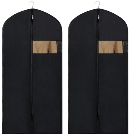 2 x Kleidersack Anzug Schutzhülle, Premium Kleidersäcke mit Reißverschluss, Business Kleidersack 120 x 60 cm, Hochwertige Kleiderhülle für Anzug und Kleid I Atmungsaktive Anzugtasche für Reisen