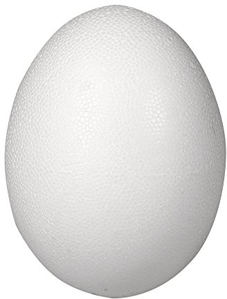 Rayher Styropor-Ei, weiß, 2-teilig, 26 cm, 2 Halbschalen, zum Befüllen, Kunststoffeier, Styroporeier, Ostereier, zum Bekleben und Bemalen, 30168000