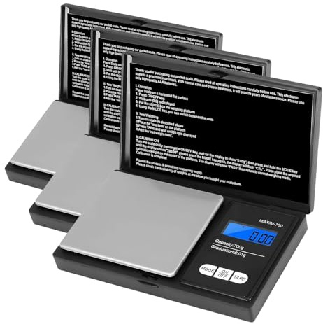 Vinabo Grammwaage Feinwaage 0.01g Waage Gramm 700g/0.01g Goldwaage Präzisionswaage Taschenwaage mit LCD Display und 7 Einheiten Tara Funktion für Küche, Kaffee, Schmuck (Einschließlich 2 Batterien)