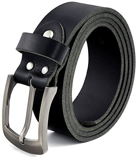 Fa.Volmer ® Gürtel Herren Ledergürtel aus Büffelleder für Männer Jeans Anzug Echtleder Schwarz 38mm breit kürzbar #10125 (Bundweite 95cm)