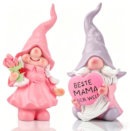 Johiux 2 Stück Geschenk für Mama,Muttertaggeschenk Wichtel Figuren Tochter, Niedliche Gnom Home Decor muttertagsgeschenk Geburtstagsgeschenk Beste Mama Der Welt (A)